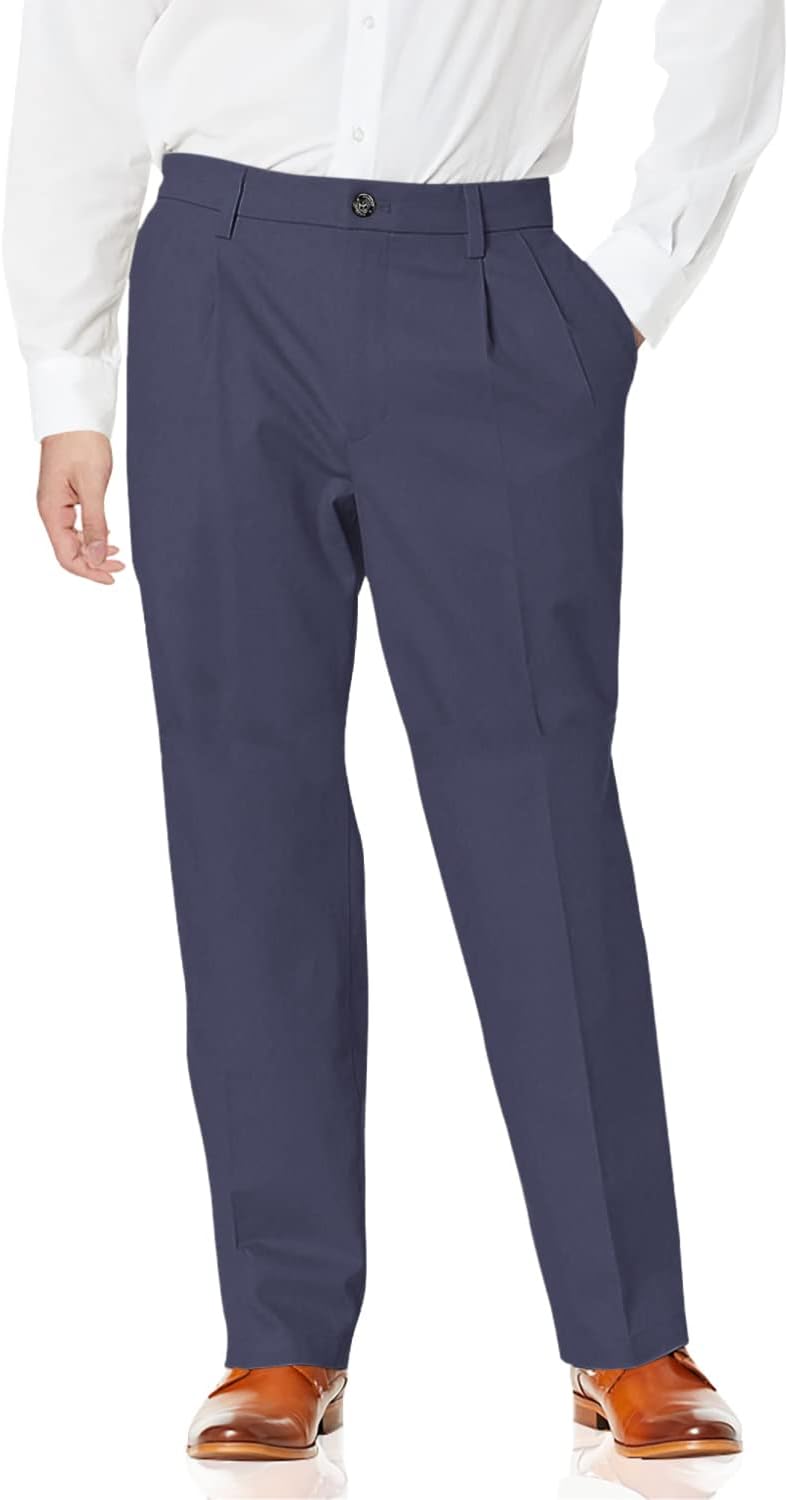 DOCKERS Mens Relaxed Fit Signature Khaki, Lux Cotton, Stretch Pants, Pleated