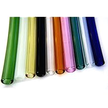 Devardi Glass Boro 10 Glass Drinking Straws, Hand Fire Polished USA, Straight, Mixed Colors, 8mm x 10 Inch
