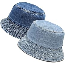 Umeepar Unisex 2 Pack Denim Bucket Hat Packable Cotton Beach Sun Hat for Men Women