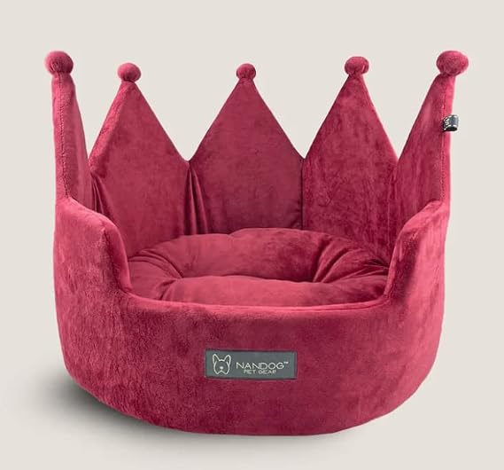 NANDOG Pet Gear Crown Bed (Burgundy) for Small to Medium Size Breeds