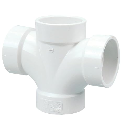 NIBCO Fig No C4835, 2 in. PVC DWV Double Sanitary Tee Hub, Solvent Weld