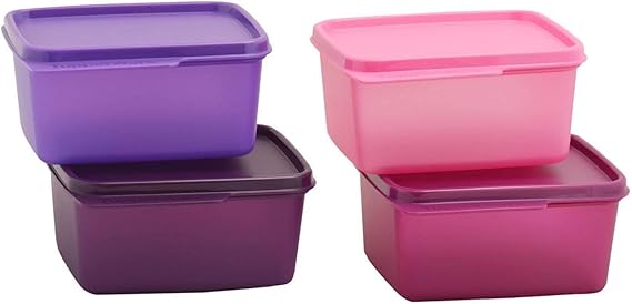 Tupperware Keep Tab Plastic Container Set, 500Ml, Set of 4, Multicolor (You may get any 4 colour)