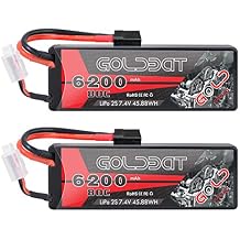 GOLDBAT 6200mAh 2S 80C 7.4V RC LiPo Battery Pack Hard Case with TR Connector for RC Vehicles Car Truck Truggy (2 Packs)