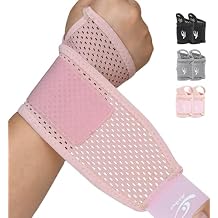 HiRui 2-Pack Ultra-Thin Mesh Wrist Wraps - Breathable, Adjustable Wrist Support for Workouts & Daily Use - Unisex Wrist Brace for Pain Relief, Tendonitis, Carpal Tunnel - One Size Fits All (Pink)