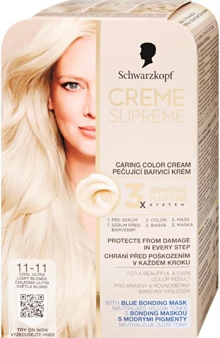Schwarzkopf CREME SUPREME, Creme Supreme hair color 11-11 Cool ultra light blonde, Pack of 1
