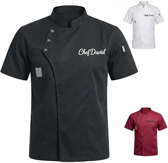 Custom Chef Coat for Men Women, Personalised Chef Jacket With Embroidered Name Text,Custom Your Own Chef Shirt