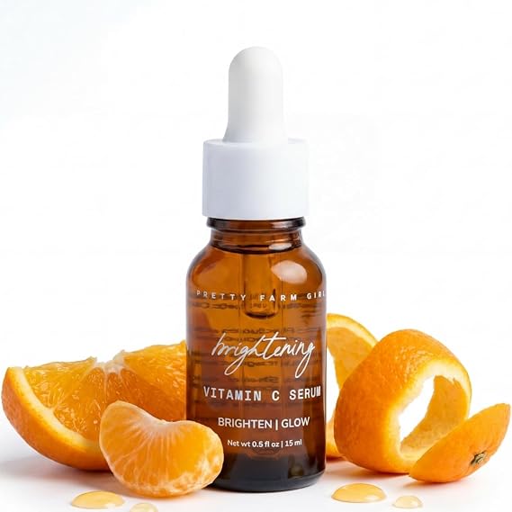 Pretty farm girl Vitamin C Serum - Brighten & Glow - For Age Spots, Acne Marks, and Dark Skin Spots - All Skin Types - Facial Use - 0.5 oz