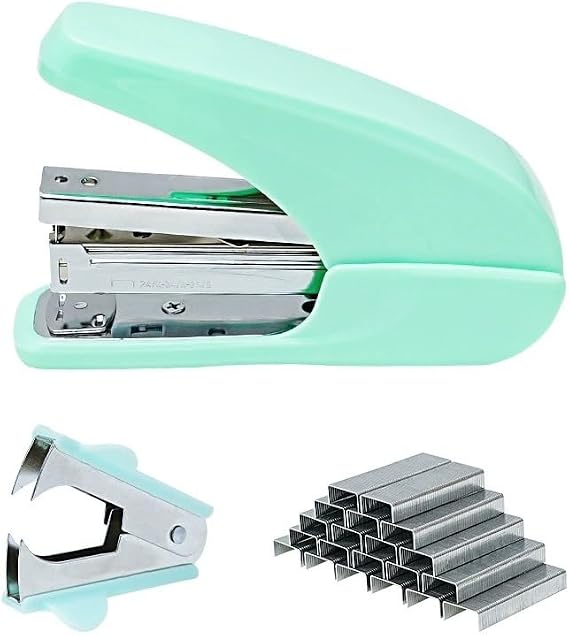 Stapler Set Stocking Stuffers Creative Includes Staple Remover & No.12 Staples Elegant Portable Nice Gift (Green)