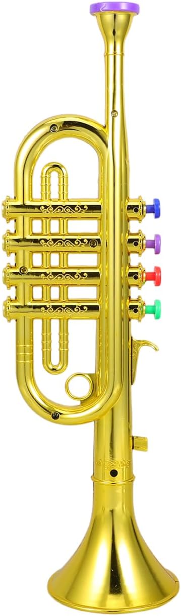 Plastic Trumpet Musical Instruments Toy with 4 Colored Coded Keys Teaching Songs Fun Musical Instruments Noise Makers for Parties and Events for Adults Kid Toddlers Children