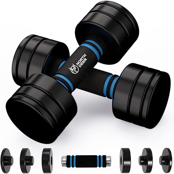 Northdeer Dumbbells Set, Adjustable Ultracompact Chrome Weights Home