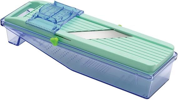 Benriner Mandoline Slicer with Collection Tray and 4 Blades, Japanese Stainless Steel, BPA Free