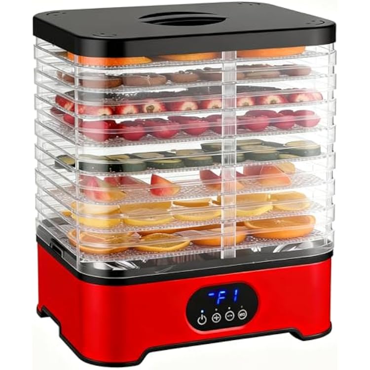Aottop Food Dehydrator Machine, 8 Stackable BPA-Free Trays, 72H Timer & Temperature Control 158F Max, 400W Dehydrator for Food and Jerky, Fruit, Herbs, Meat, Veggies, Dog Treats.
