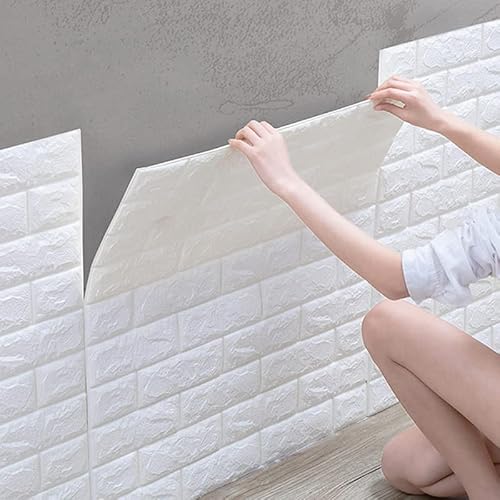 Kendinden Yapışkanlı Estetik 3D Boyut Duvar Kağıdı Paneli Beyaz Beyaz