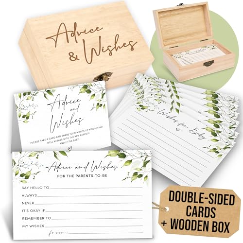 Greenery Baby Shower Advice Cards for Parents To Be - 50 Pcs Wishes for Baby Cards for Baby Shower Decorations, Advice and Wishes Cards for New Parents, Fun Baby Shower Game Ideas