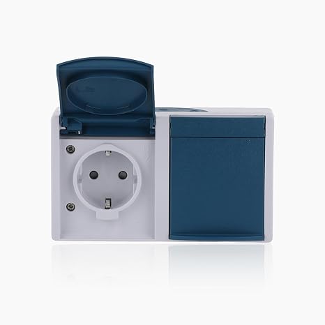 Busch-Jaeger BUSC 20/2 EBW-53 Double Horizontal Ocean Schuko Socket.
