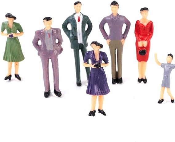 50Pcs 1:32 Scale Model People Figures Set, Plastic Sitting And Standing Characters For 1 Gauge Model Railroads, Train Station Platform And Street Scene Decoration, Hand Painted For Sand Table