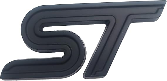 1pcs Metal new ST Car Emblem 3D Racing Decal Sport Turbo Badge Replacement for car (Black)