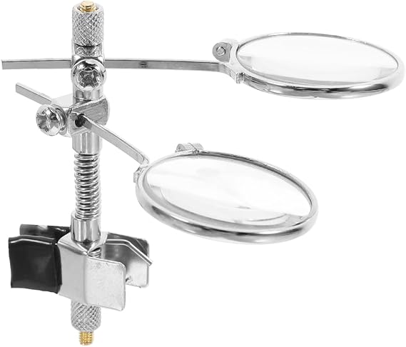 Lurrose Clip on Loupe Magnifier Dual Lens 5X Magnifying Glass for Watch Repair Jewelry Repair Reading Small Text Adjustable Soft Lined Clip for Eyeglasses