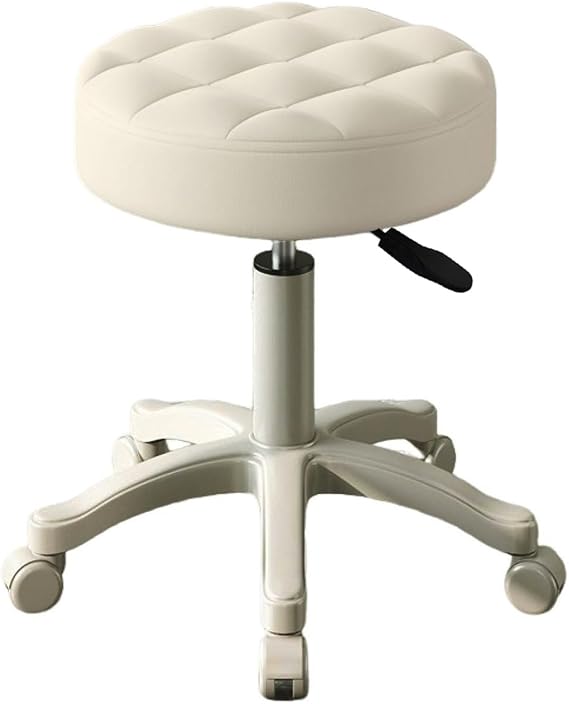 Rolling Stool Height Adjustable,Shop Stools with Wheels 360-Degree Versatile Swivel Chair Salon Chair Swivel Backless Drafting SPA Salon Bar Cafe Home Office Stool Beige