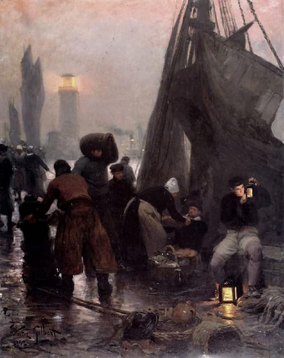 HCOTZHPY Classic Famous Artwork Modern Canvas Painting Preparing For Departure London Gabriel Gilbert Oil Painting Reproduction for Office Decor 60x90cm