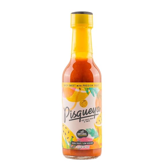 Spicy Sweet Passion Fruit by Pisqueya, Mild Heat Hot Sauce With Flavors of Passion Fruit, Chili Peppers & Garlic, Made With All Natural Ingredients, 5 fl oz Bottle (1-Pack)