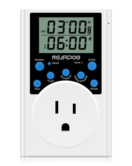 NEARPOW Programmable Digital Timer Outlet, Infinite Cycle, for Electrical