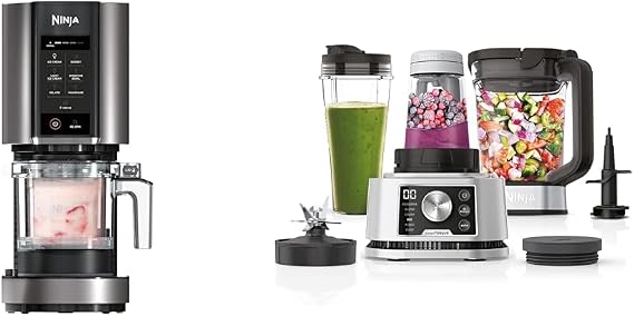 Ninja CREAMi Ice Cream Maker & Frozen Dessert Maker with 3 Tubs, 7 Programs, Makes Ice Cream & Foodi Power Nutri Blender 3-in-1, Blend Smoothie Bowls, Thick Spreads & Frozen Drinks