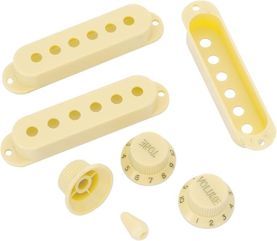 Electric Guitar Pickup Cover Switch Tip Knobs Set, Single Coil,Cream