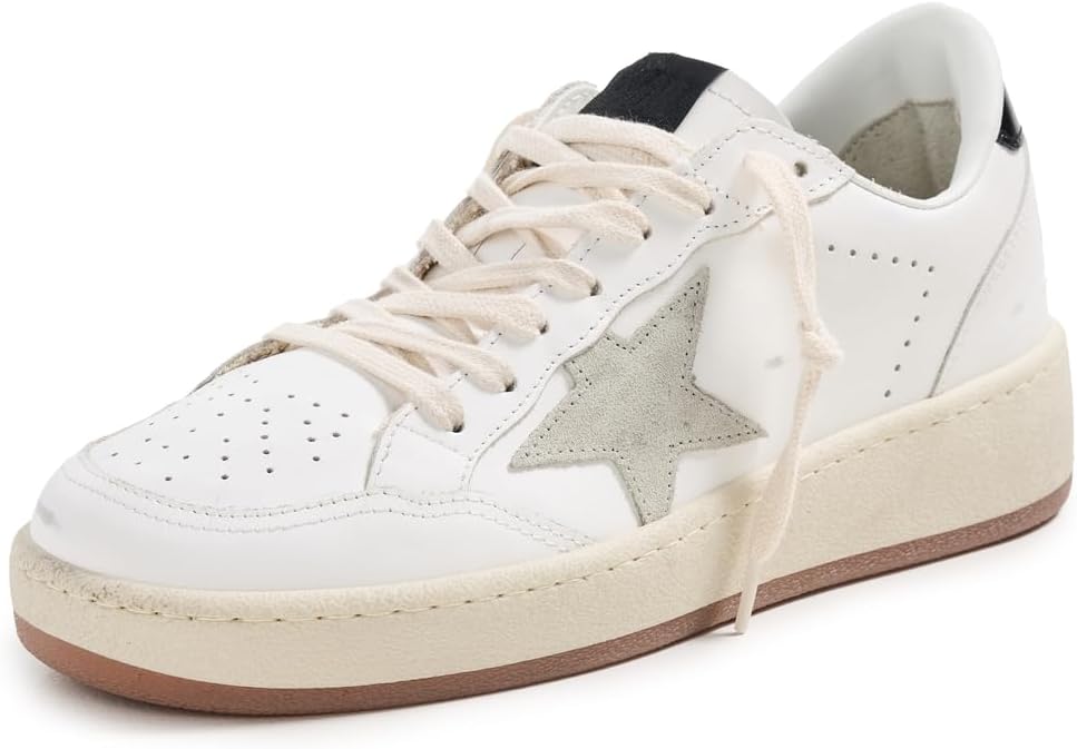 Golden Goose Women's Ballstar 2 Leather Upper and Spur Suede Star Shiny Leather Heel