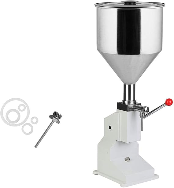 VEVOR A03 Manual Paste Liquid Filling Machine, 5-50ml Adjustable Bottle Filler Machine with 10L Hopper for Filling Paste/Cream/Cosmetic/Perfume/Drink/Medicine/Shampoo/Lip Gloss