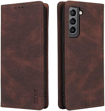 for Samsung Galaxy S21Plus Case Wallet with Card Holder Kickstand Magnetic Soft Leather Flip Fold Case for Samsung Galaxy S21 Plus Coffee-6.7 inch