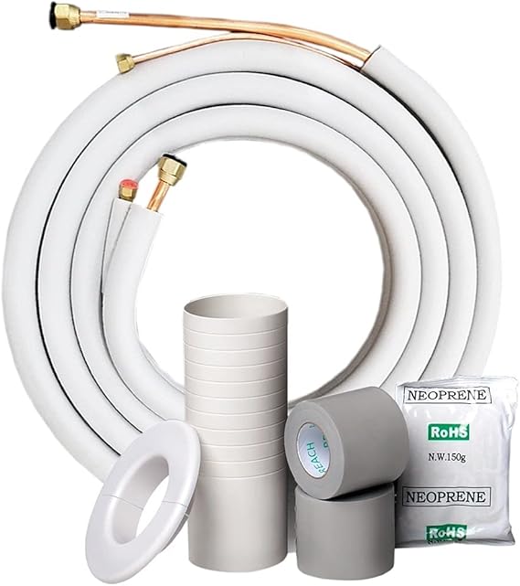 MRCOOL 1/4" x 1/2" 12K & 18K BTU Ductless Mini Split Line Set AC Kit with Control Wire (16 Ft, Bronze/Copper Metallic)