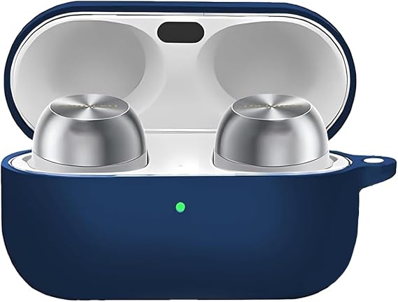 KUSINHOKA Case for Technics EAH-AZ100/EAH-AZ100E-S/EAH-AZ100E-K with Carabiner,Anti-Scratch Premium Soft Silicone Full Protective Case,Shockproof Ultra Slim Headphone Protective Cover,Blue