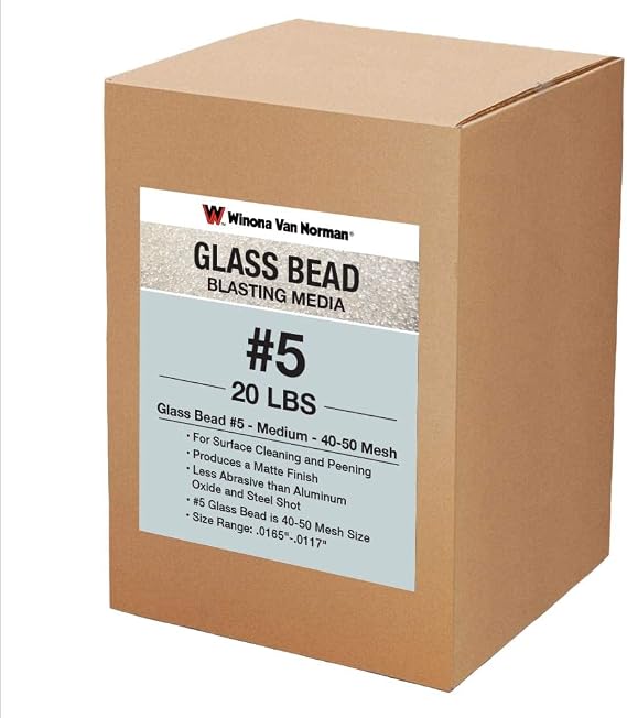 Glass Bead #5 Sand Blasting Media - Medium Size - 40-50 Mesh for Sandblasting (20lbs)