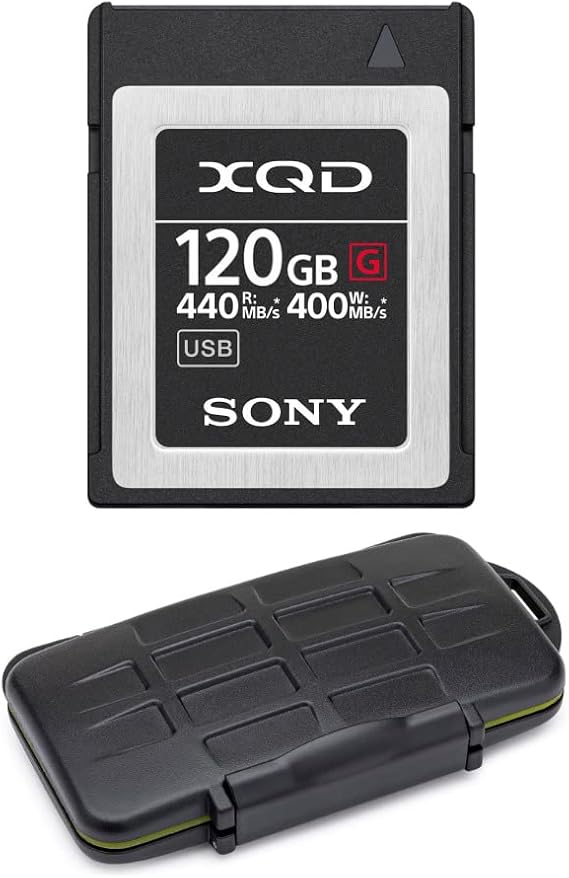 Sony 120GB XQD G Series Memory Card Bundle with Rugged Memory Storage Carrying Case (2 Items)