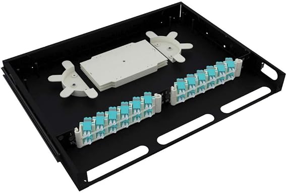 CableRack 1U 伸縮式ラックマウント ファイバーエンクロージャ 24コアブラック 24マルチモード LCカプラー