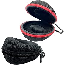 2 Pack Watch Travel Case, 2 Colors Single Storage Box with Aluminium Zipper, Cushioned Round Portable Watch Case for Men Women Wristwatches Smart Watches up to 50mm, Black/Red