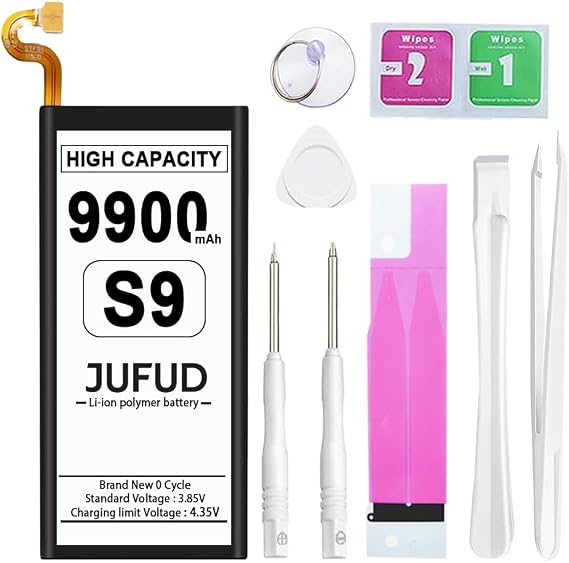 fit for Galaxy S9 Replacement Battery,9900mAh Li-Polymer, 0 Cycles, Compatible with EB-BG960ABE EB-BG960ABA SM-G9600/G960F/G960N/G960U/G960W, Repair Kit