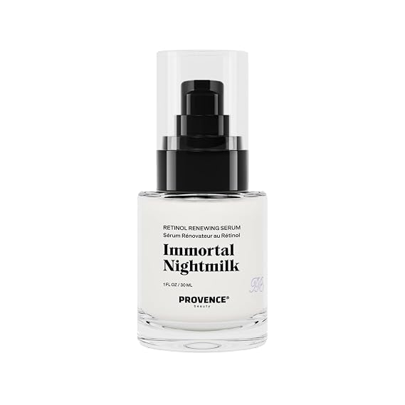 Provence Beauty Immortal Nightmilk Retinol Renewing Face Serum A Gentle 0.5% Retinol with Niacinamide & P5 Peptide Smooths Texture, Improves Tone & Firms Skin 1 fl oz