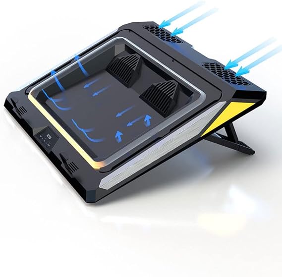 Gaming Laptop Cooling Pad 4500RPM Strongest Laptop Cooler 17 inch Laptop Cooling Stand with Faster Heat Dissipation Colorful Lights Adjustable Mount Stand