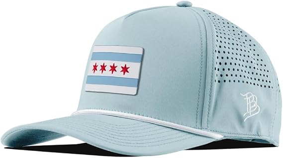 Branded Bills Chicago Flag Hats for Men, 5 Panel Curved Rope Baseball Cap, Adjustable Snapback