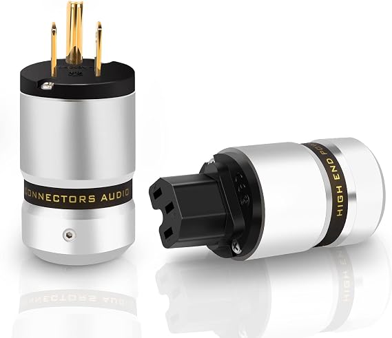 Audio Power Plug 10A/250V 15A/125V Power Plug IEC C13 Aluminum(Gold Plated) | Hi-End Connector Power Connector Audiophile Power Plug for DIY Audiophile Power Cord Hifi Audio Power Cable