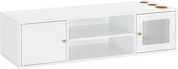 Wall Mount Salon Station for Hair Stylist Barber Stations 2501(White) | Wall Mounted Salon Station with 3 Metal Tool Holders & Open Shelves and Ventilated Cabinet for Stylist Tools