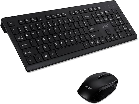 Acer Wireless Keyboard and Wireless Mouse Bundle | Fully Covered in a Silver Ion Antimicrobial* Body | Includes RF Wireless Optical Mouse, RF Wireless Keyboard and USB Receiver, (Pack of 1)