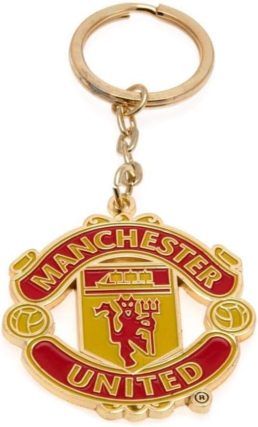 Manchester United FC Official Soccer Crest Keyring (One Size) (Red/Yellow)