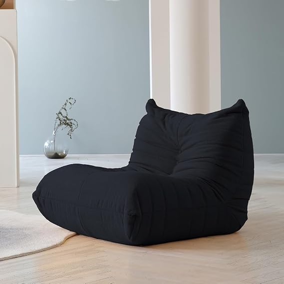 Lazy Floor Sofa, Fireside Lounge, Teddy Velvet Bean Bag Couch, Accent Corner Chair for Living Room, Bedroom, Office - 2 Seater (Size: Single, Color: A)