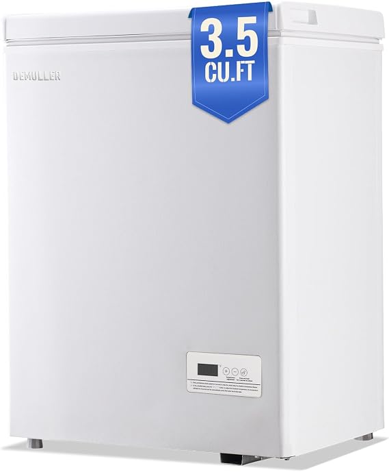 DEMULLER 63L Mini Deep Freezer with Electronic Temperature Control Panel Small Chest Freezers with Two Baskets White (-12F to 50F) Ideal for Home Kitchen Dorm Office