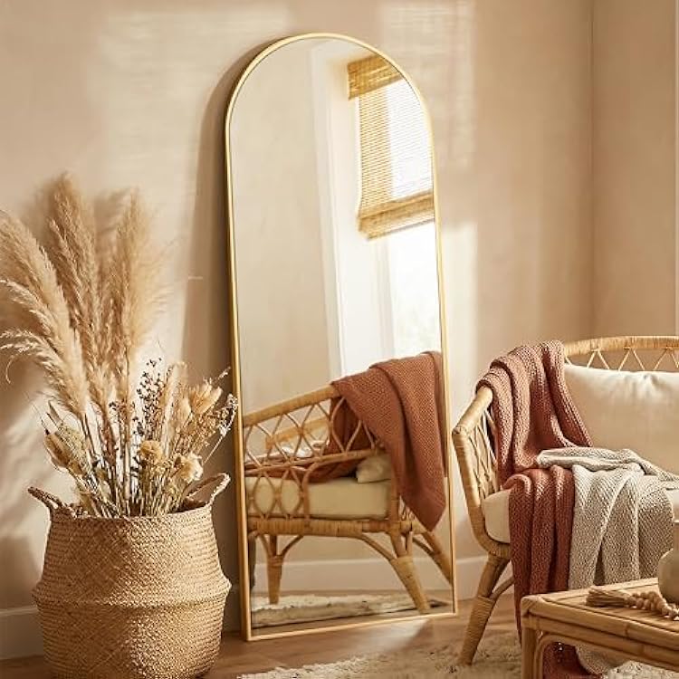 Alpen Arched Mirror Full Length, 56x15 Inches Full Body Mirrors with Stand, Shatter-Proof Full Length Mirror for Bedroom, Closet, Home Decor, Gold
