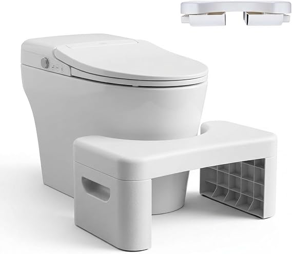 Toilet Stool for Bathroom,Non-Slip Potty Stool for Pooping,Toilet Step Stool for Adults/Seniors/Kids(1count) (white)