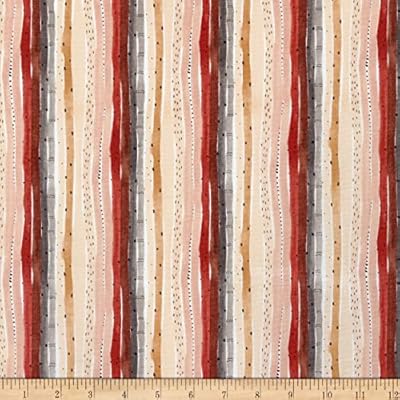 FIGO Wild West Stripes Fabric, White Multi Yard